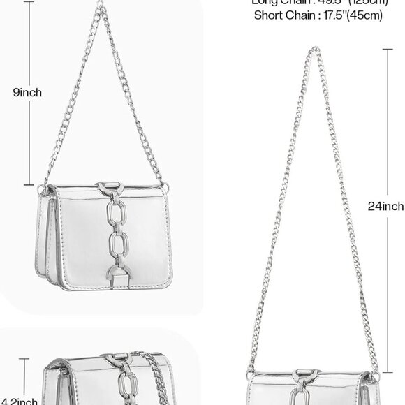 Mini Crossbody Bags for Women, Silver Evening Bags for Women with Built-in Mirro - Picture 4 of 9